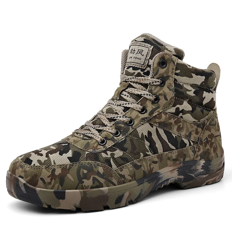 Botas tácticas de invierno antideslizantes gruesas camuflaje hombre
