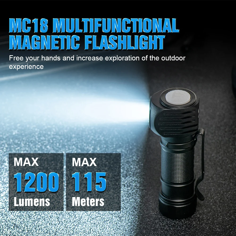 Trustfire MC18 linterna LED táctica 1200lm recargable magnética IPX8 - imagen 4