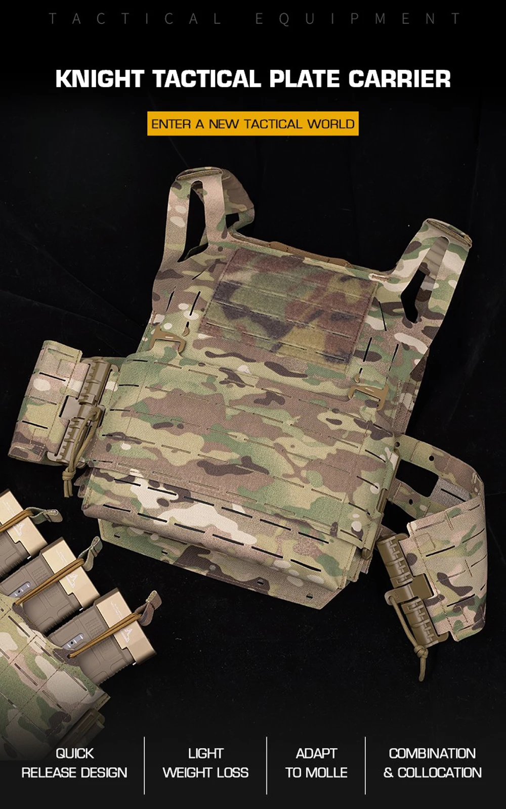 Vista general del chaleco táctico modular Knight