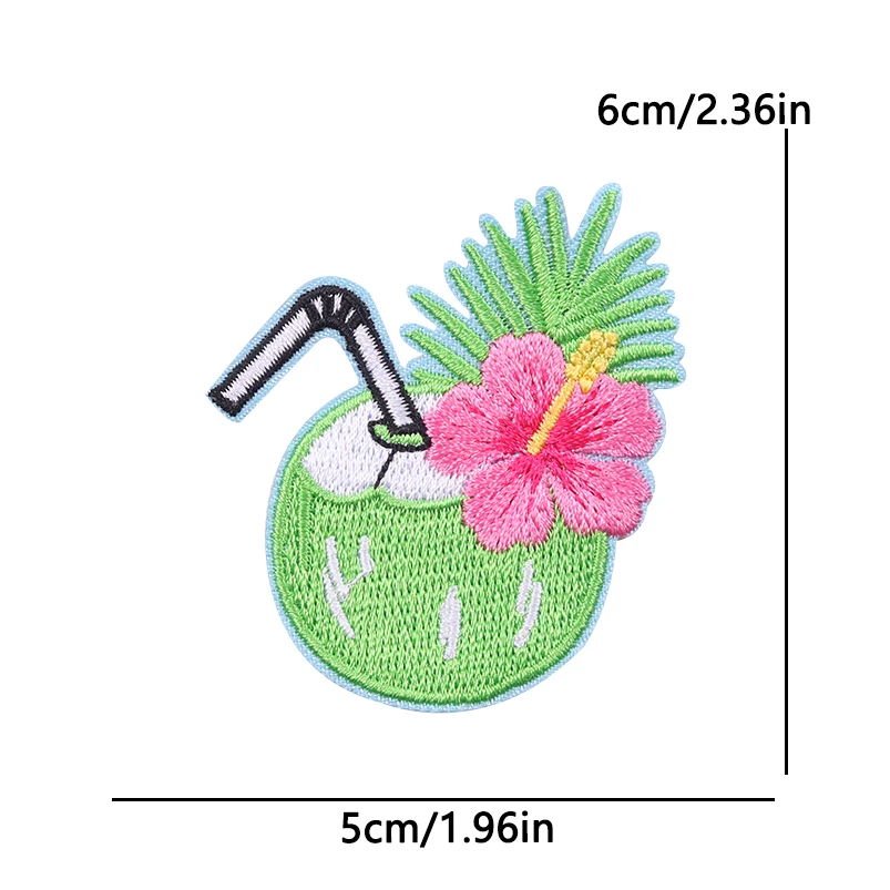 Parches termoadhesivos bordados tropicales vaquero: hibisco gato mapache - imagen 4