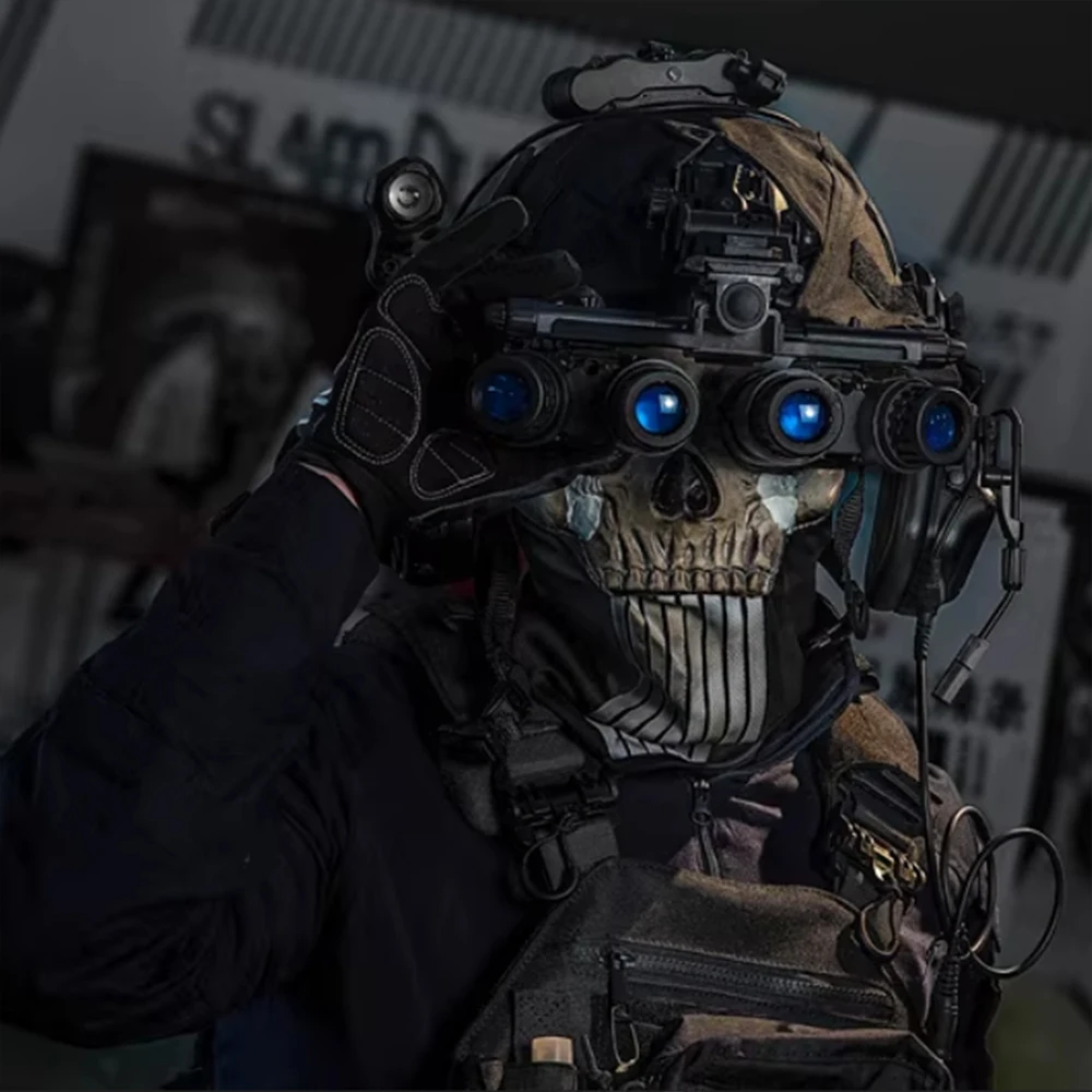 Casco táctico airsoft COD con máscara calavera fantasma NVG linterna - imagen 4
