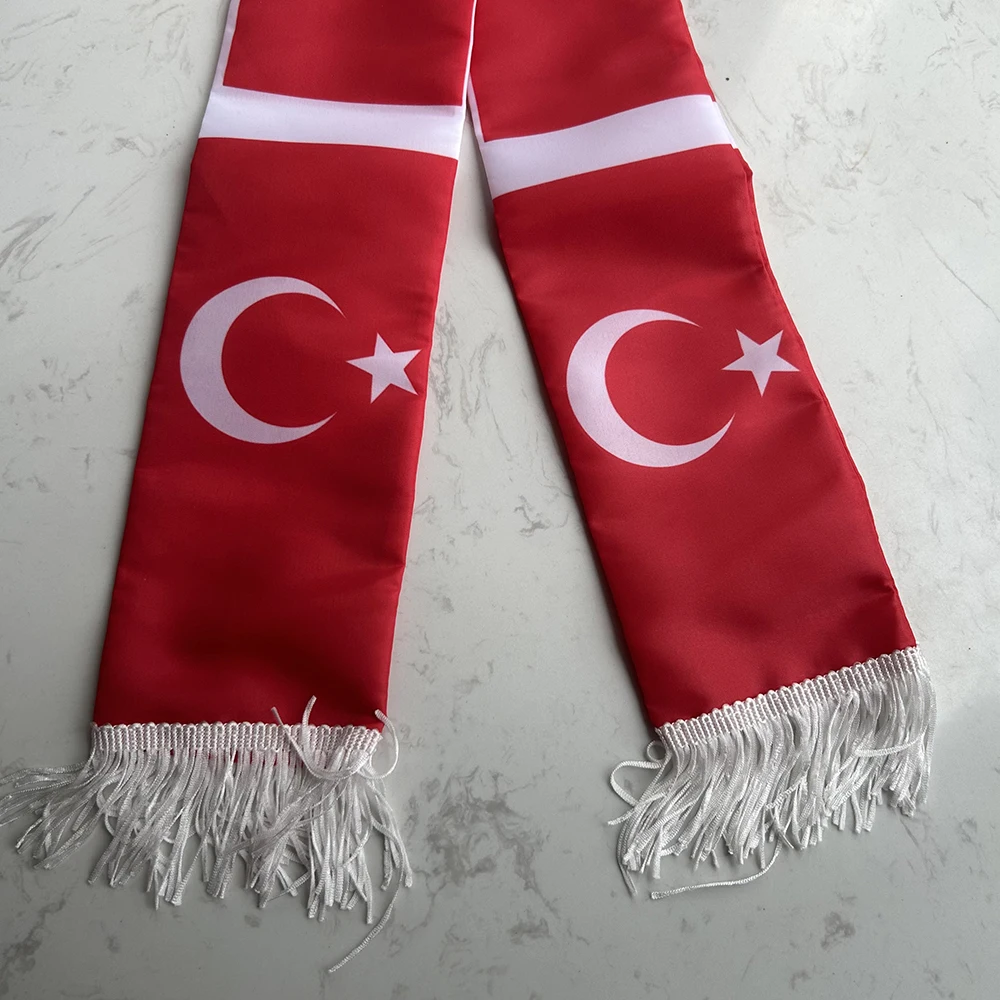 Bufanda de Turquía satén estampada doble cara con borlas para fútbol - imagen 4