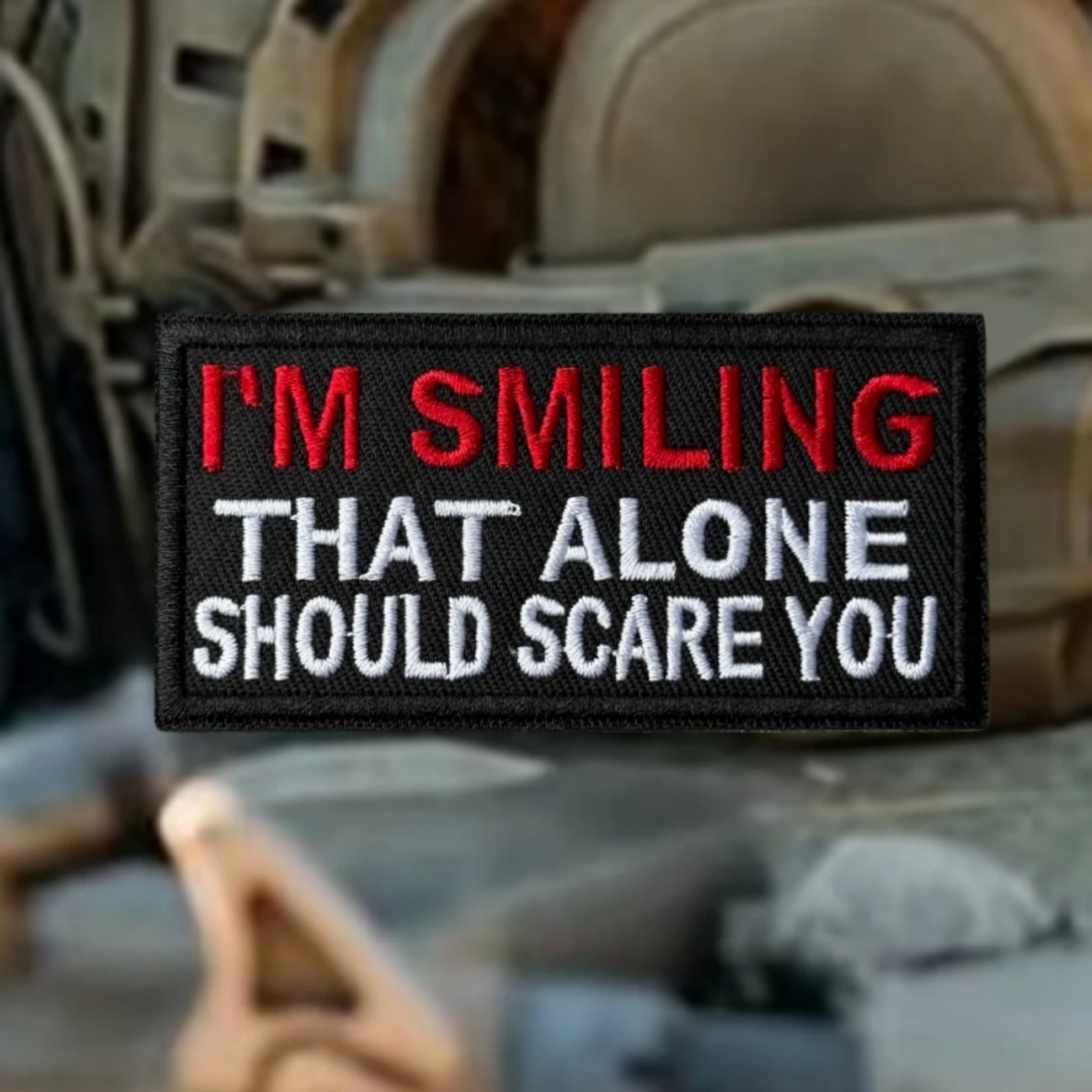 Parche bordado militar Soy smiling – moral divertida con velcro - imagen 5