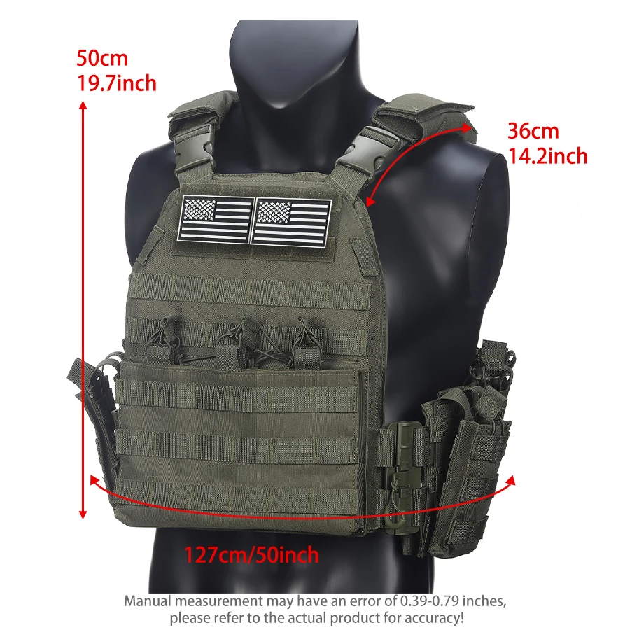 Chaleco táctico liberación rápida MOLLE bolsa triple frontal resistente - imagen 3