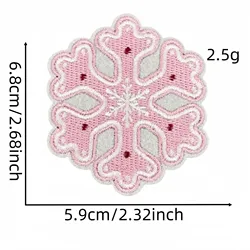 Parche bordado para planchar Navidad Papá Noel rosa y muñeco de nieve