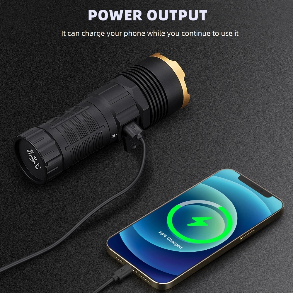 Linterna táctica LED 7 bombillas 140W USB recargable para outdoor, caza y camping - imagen 5