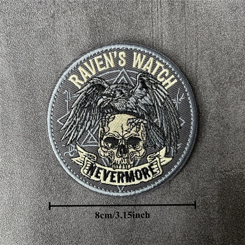 Parche táctico bordado cuervo esqueleto RAVEN'S WATCH NEVERMORE - imagen 5