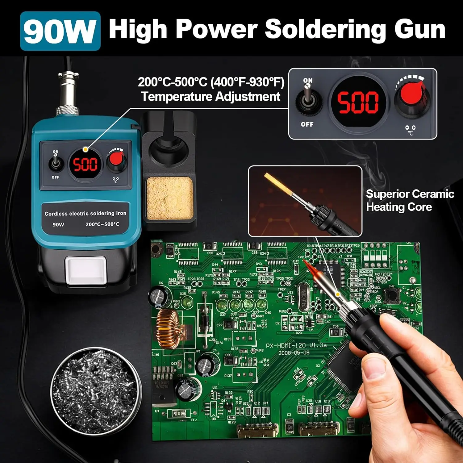 Makita Soldador inalámbrico con temperatura ajustable LED y puntas - imagen 4