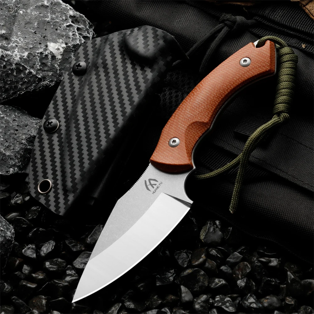 Space Flax cuchillo de hoja fija para exteriores con funda ecológica