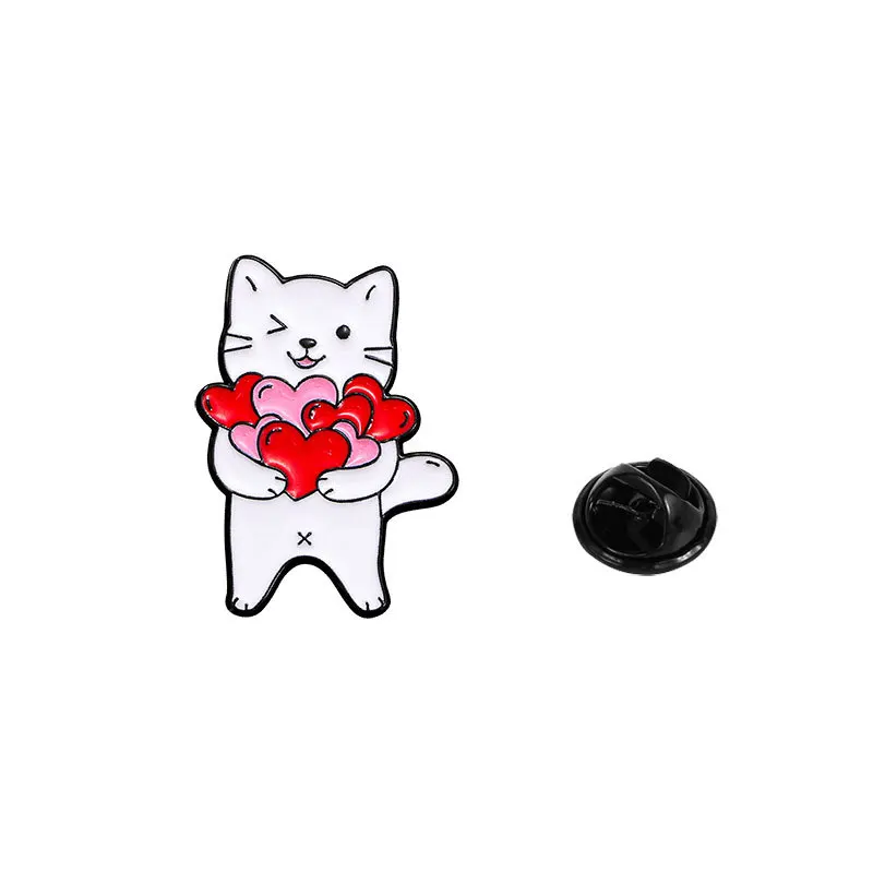 Broche gatito cartoon amor rosa – Insignia San Valentín solapa - imagen 2