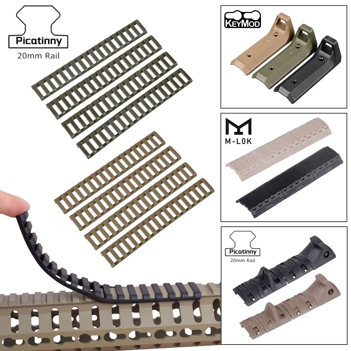Protectores riel Picatinny M-LOK de goma antideslizantes para Airsoft - imagen 3