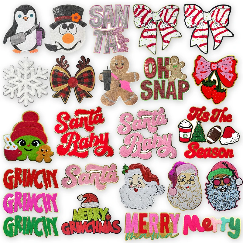Parche bordado chenilla Papá Noel para planchar, Feliz Navidad - imagen 5