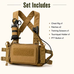 Chaleco táctico MOLLE ligero con soporte PTT y bolsa para torniquete