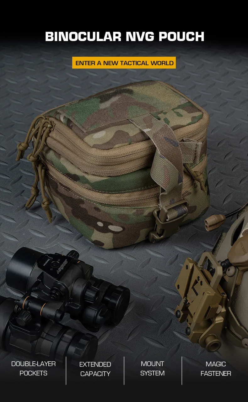 Bolsa de almacenamiento NVG con montaje MOLLE y bolsillos dobles