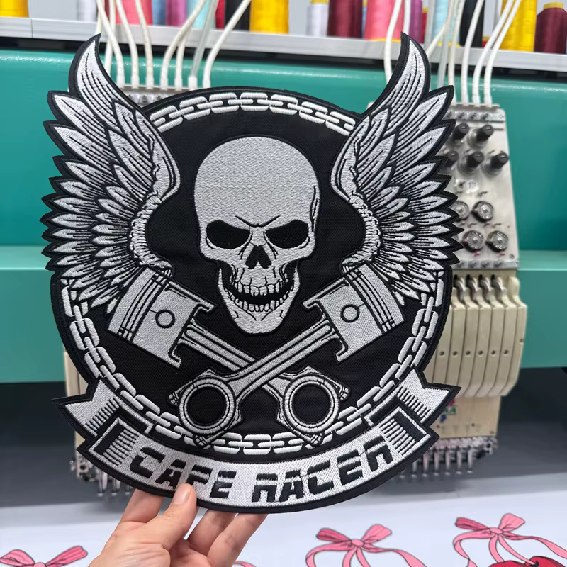 LIVE TO RIDE Parche termoadhesivo para planchar biker grande bordado