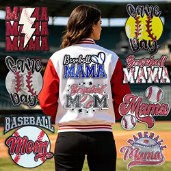 Parche termoadhesivo lentejuelas mamá béisbol para chaquetas