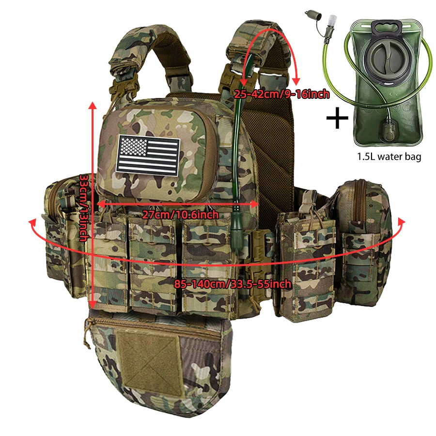 Chaleco táctico exterior con bolsa de agua modular MOLLE para caza - imagen 4