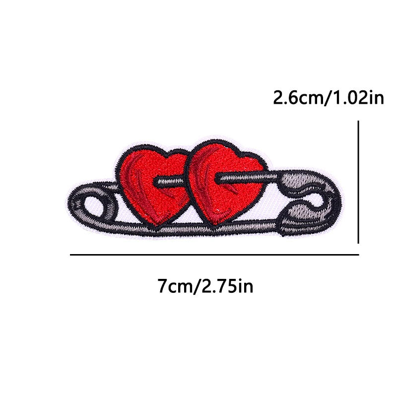 Parche termoadhesivo bordado gótico rojo negro corazón esqueleto - imagen 3