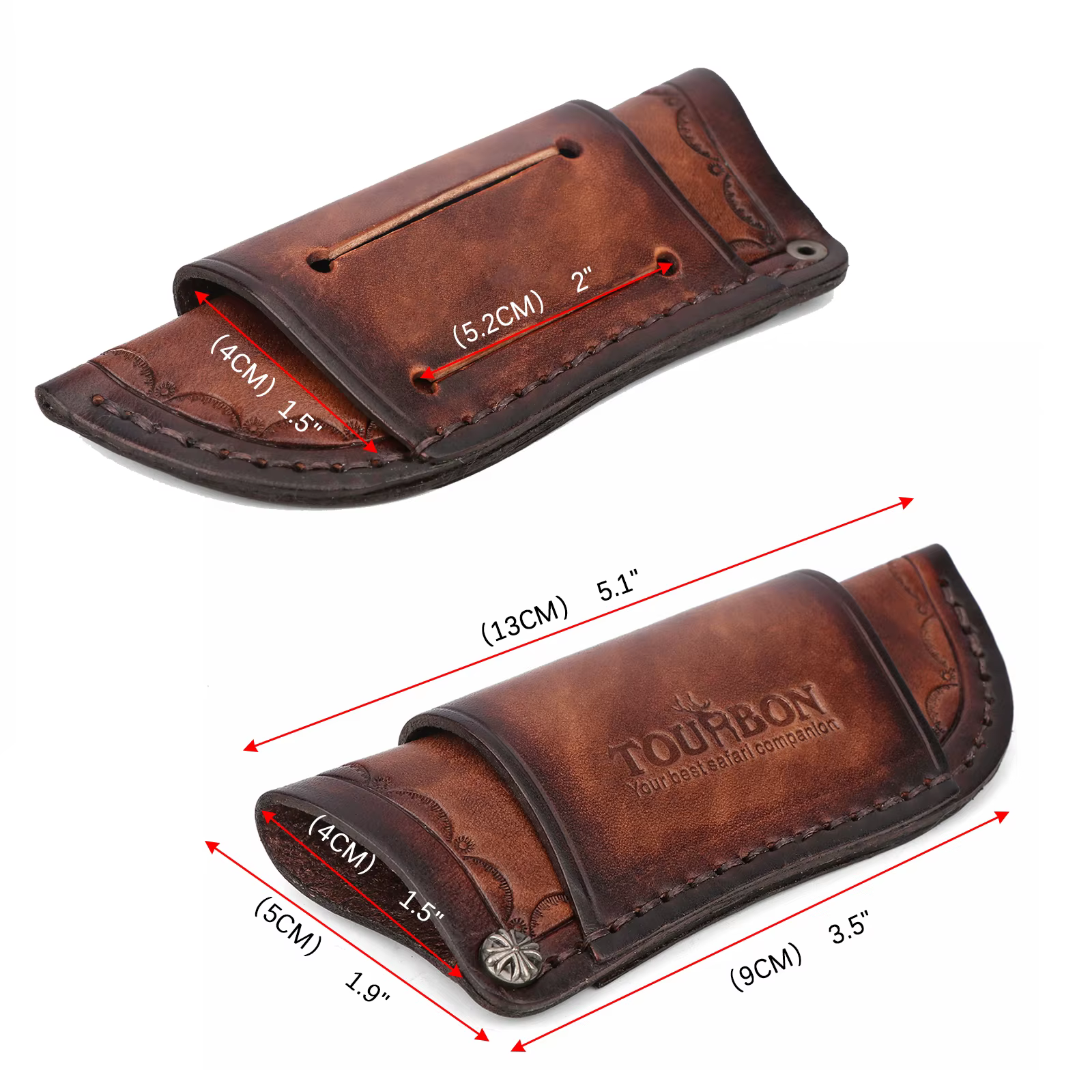 Tourbon funda cuchillo de caza cuero marrón con lazo para vaina - imagen 2