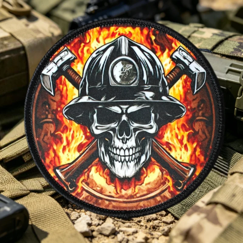 Parche táctico calavera bombero – Gancho y bucle para mochila y ropa - imagen 5