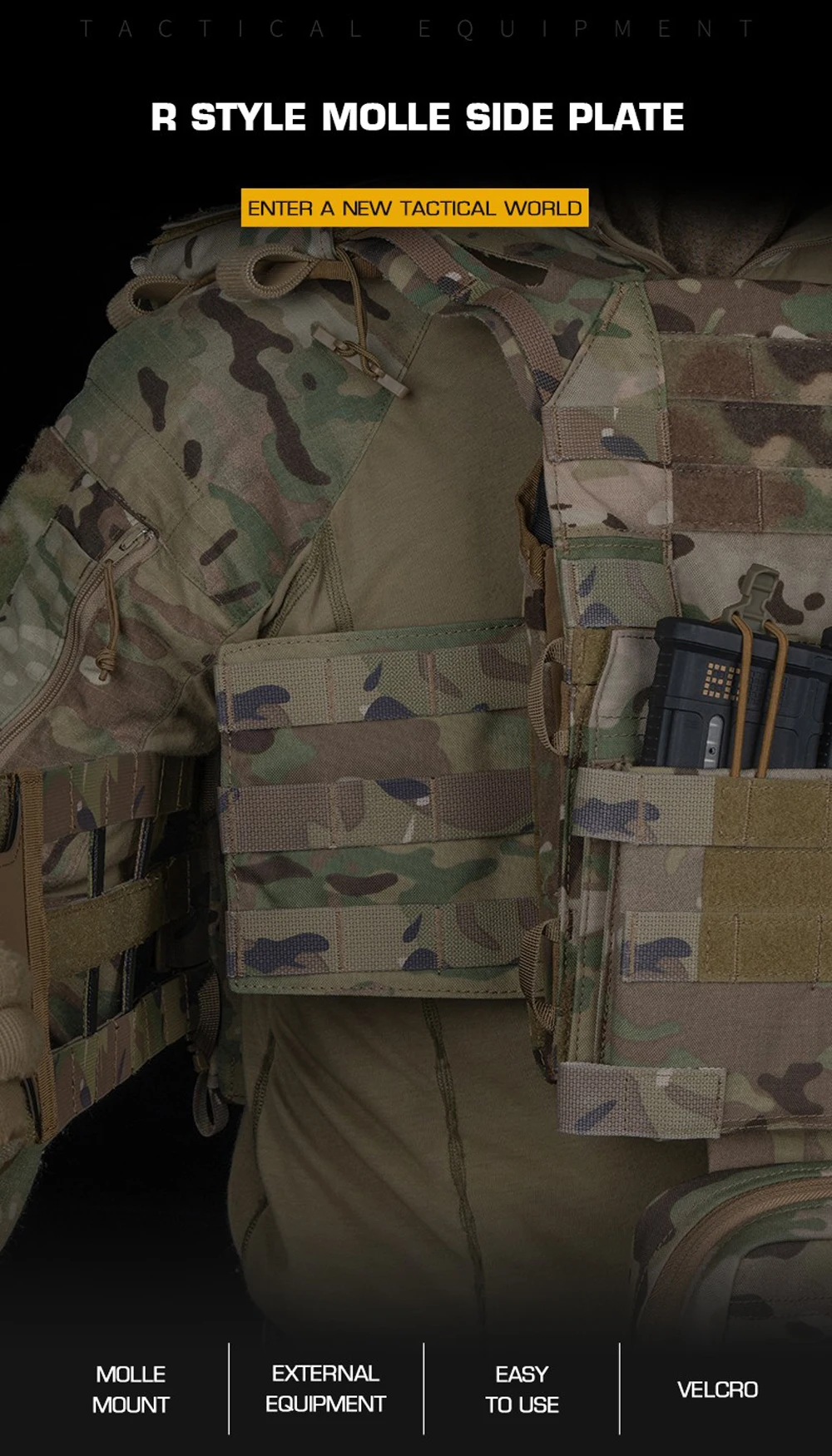 Panel Molle lateral en negro mate