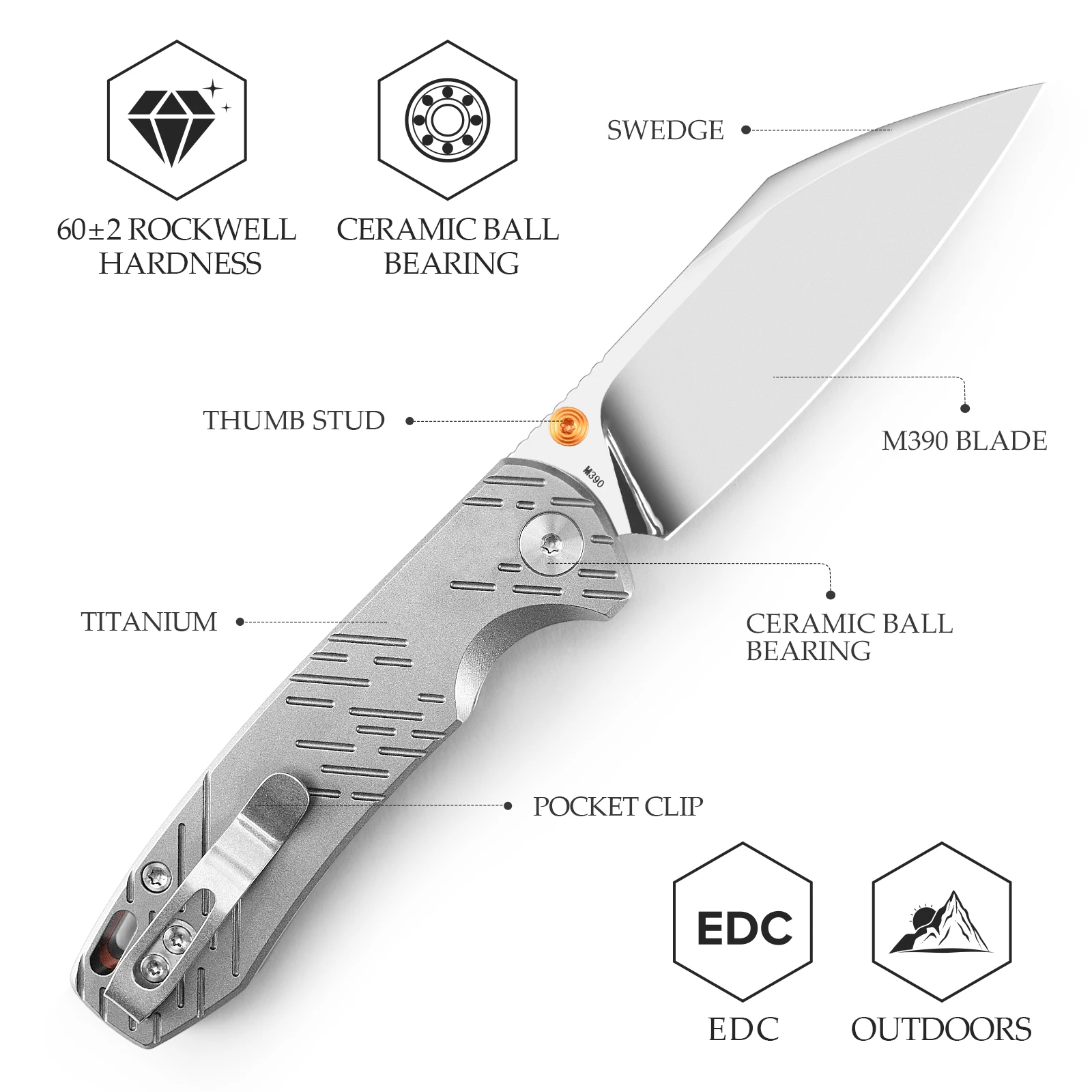 TRIVISA Firefly Ultra-M, navaja plegable de titanio para camping - imagen 5