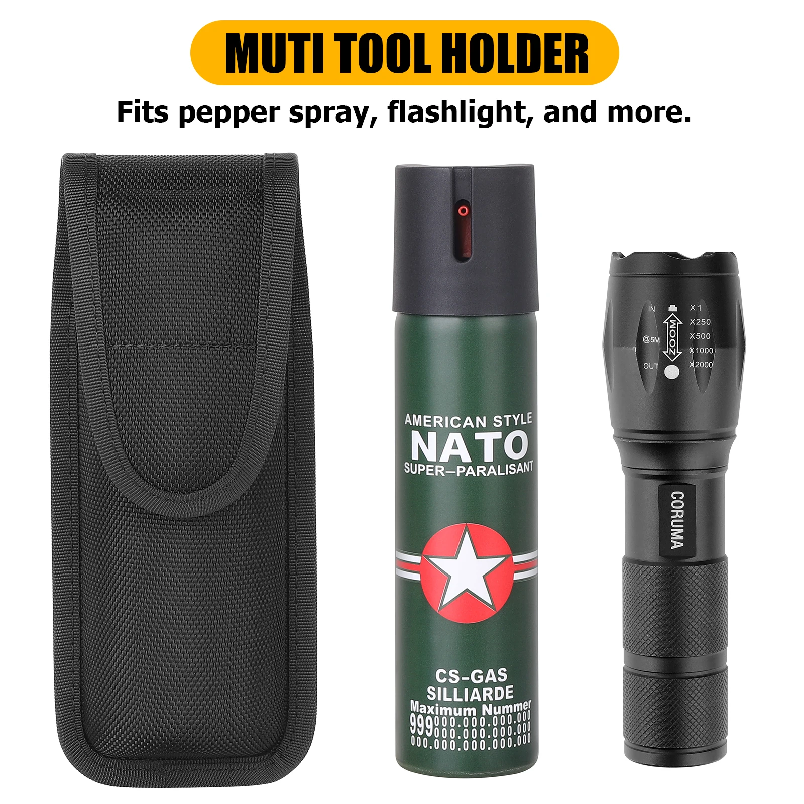 Funda táctica KRYDEX MK4 para gas pimienta, bolsa nylon exterior