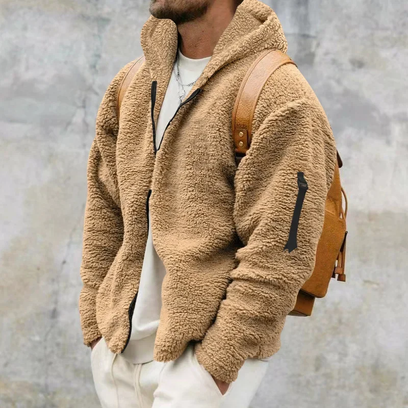 Abrigo polar de oso de peluche para hombre, vista frontal