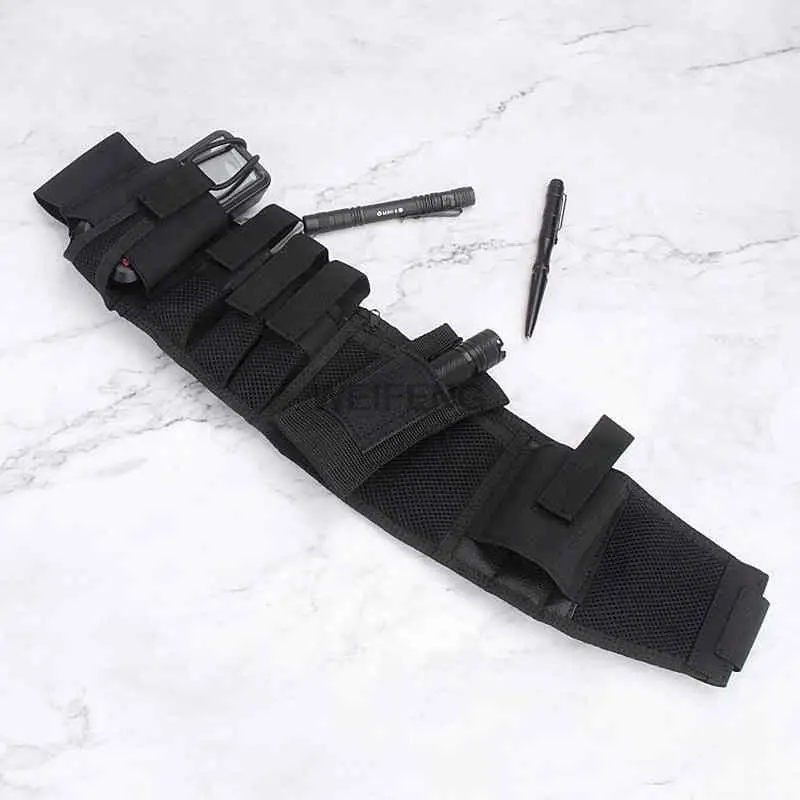 Cinturón táctico utilitario con funda para herramientas y linterna