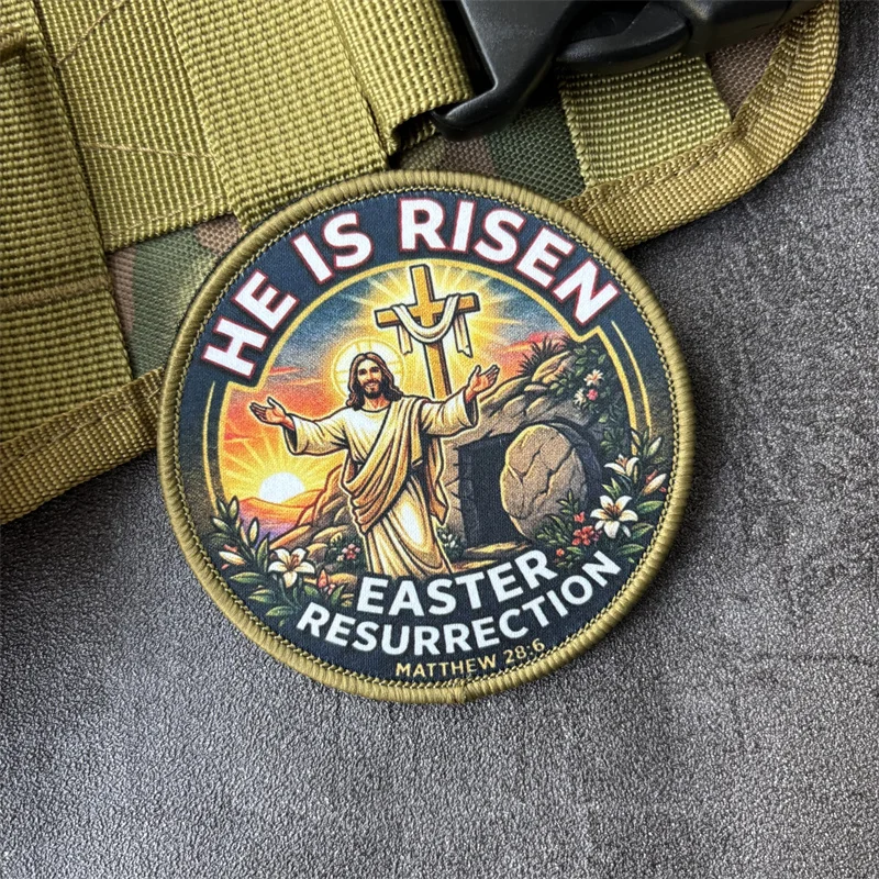 Parche militar cruz de Jesús velcro gancho y bucle ÉL HA RESURGIDO - imagen 4