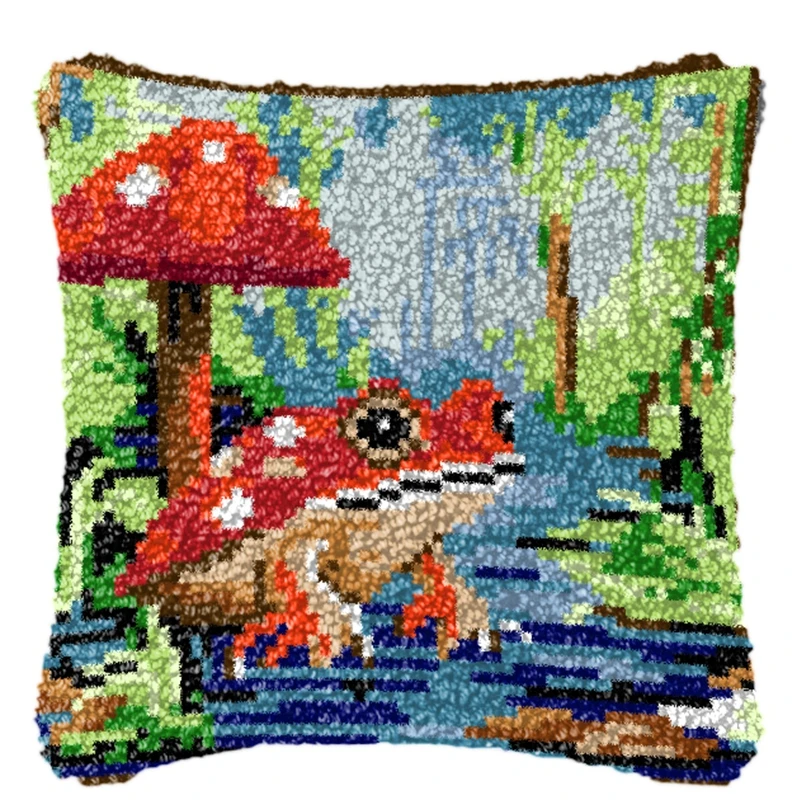 Kit de bordado con gancho pestillo setas y paisaje para almohadas