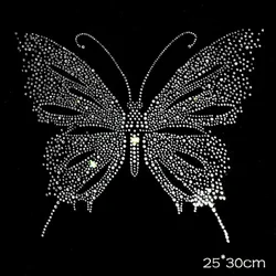 Parche termoadhesivo mariposa 3D con diamantes brillantes
