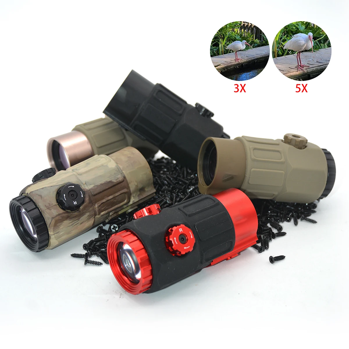 Mira táctica punto rojo con lupa para riel Picatinny Airsoft - imagen 4