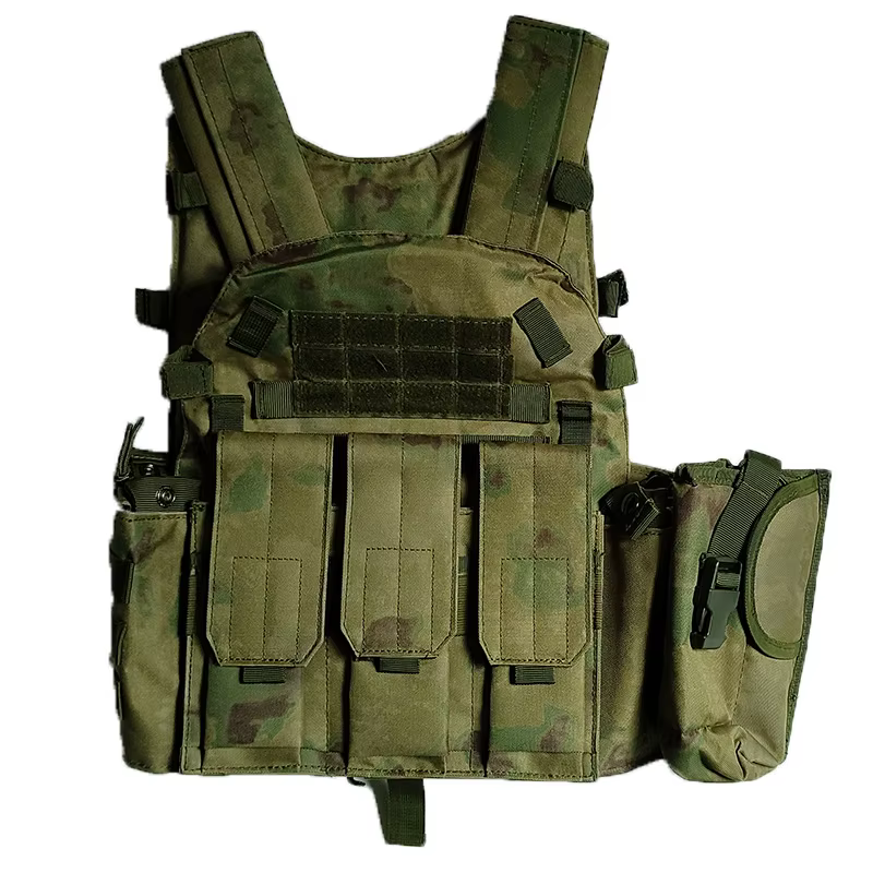 Chaleco táctico MOLLE portador de placa verde camuflaje – Airsoft y caza