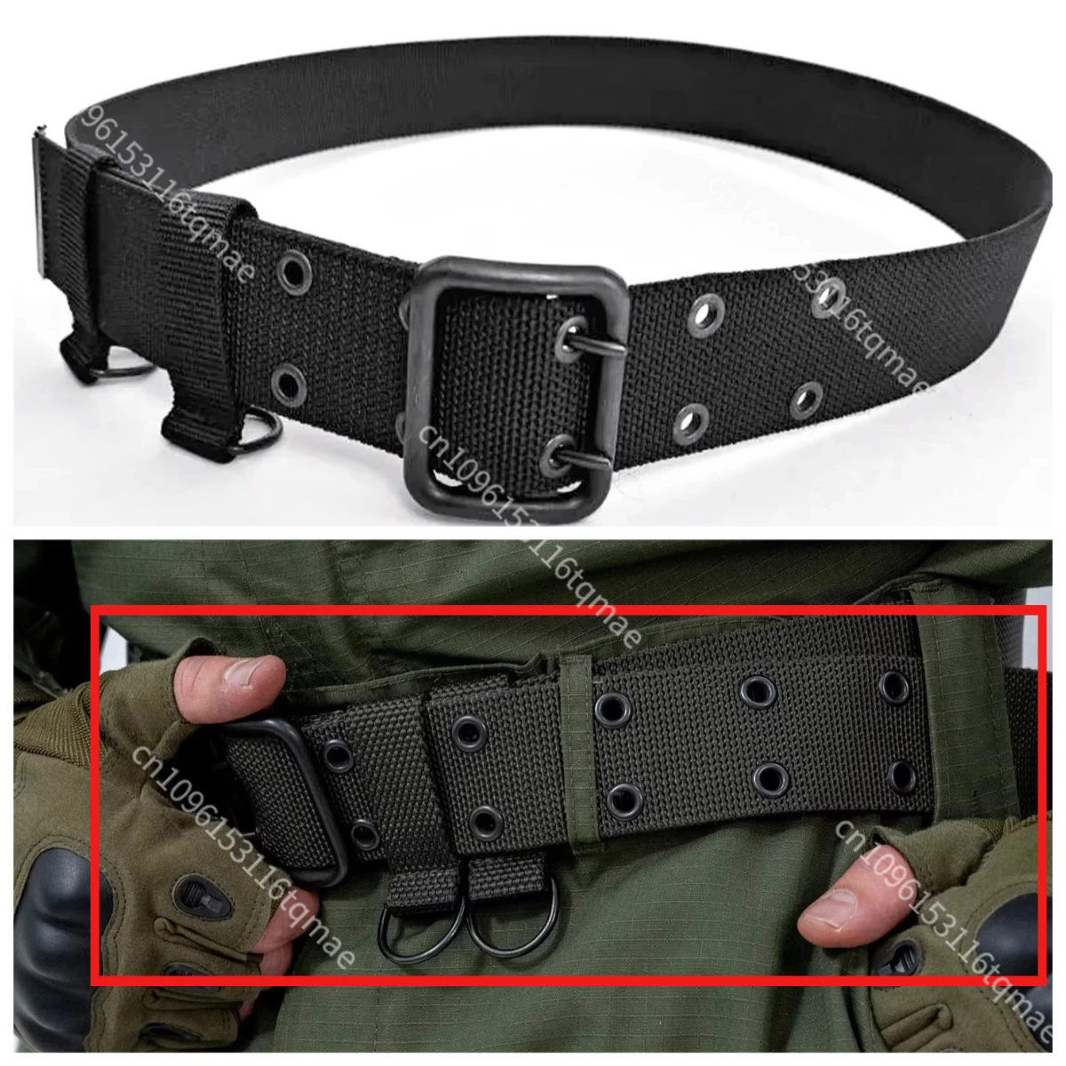 Cinturón táctico VKBO ruso de nailon ventilado negro con doble aguja - imagen 3