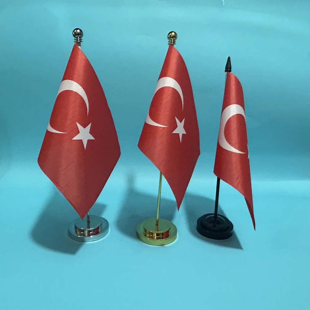 Bandera Turquía miniatura para escritorio poliéster - imagen 4