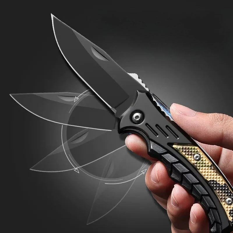 Cuchillo plegable acero inoxidable redondeado para camping y pesca - imagen 4