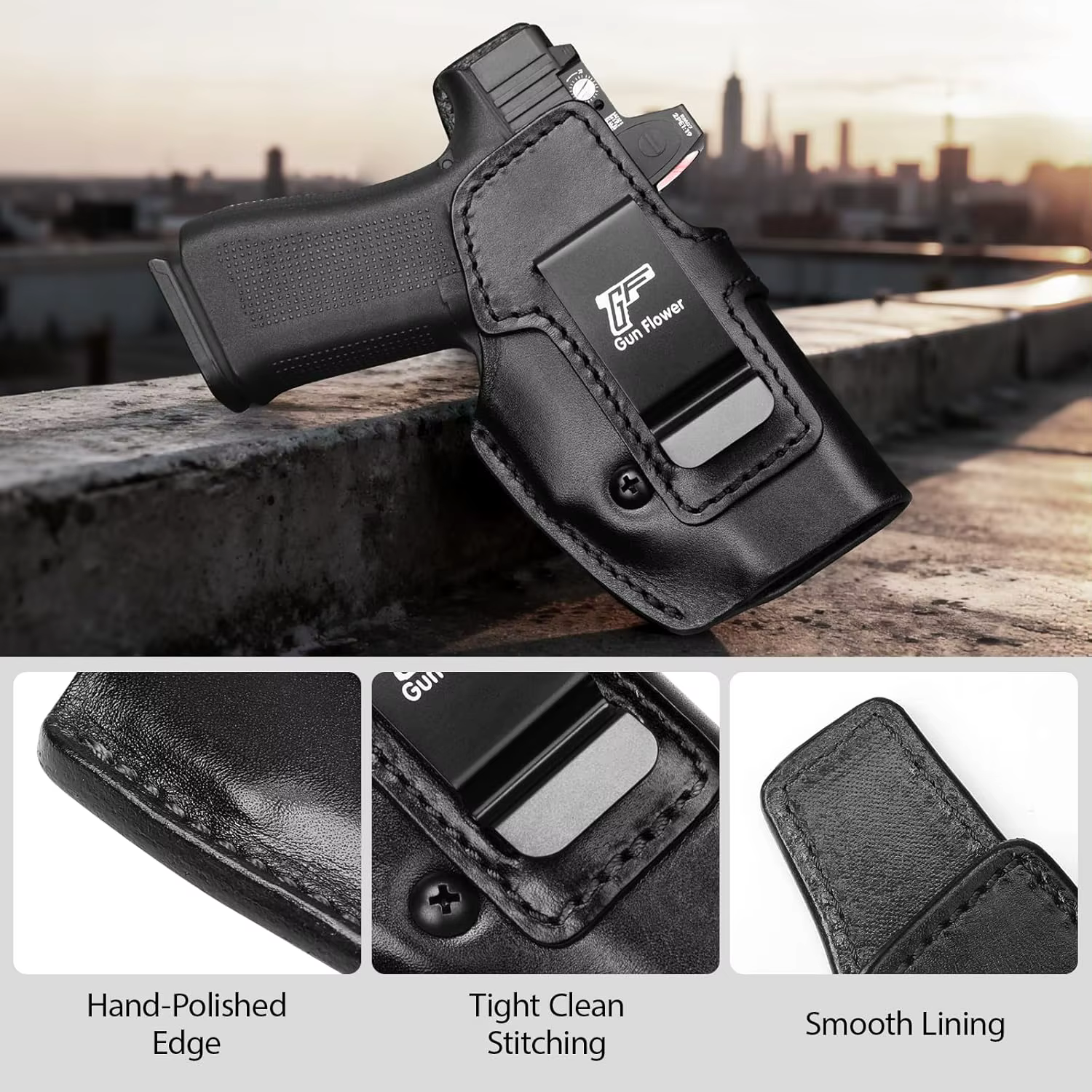 Glock 43/43X MOS funda IWB de cuero para transporte oculto derecha - imagen 4