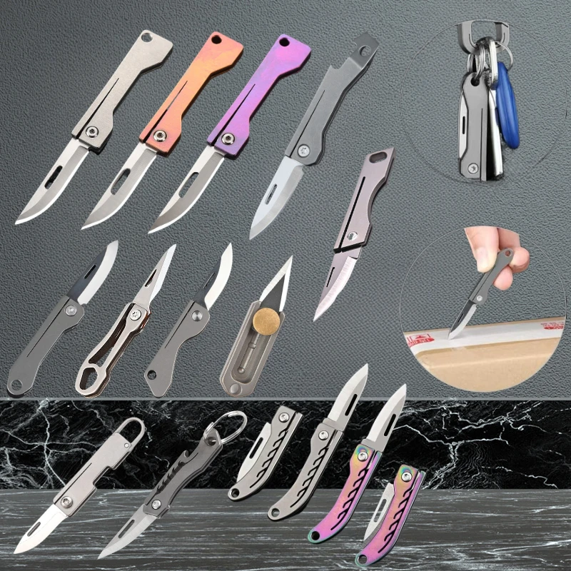 Cuchillo plegable táctico EDC titanio – Hoja D2 para camping y outdoor