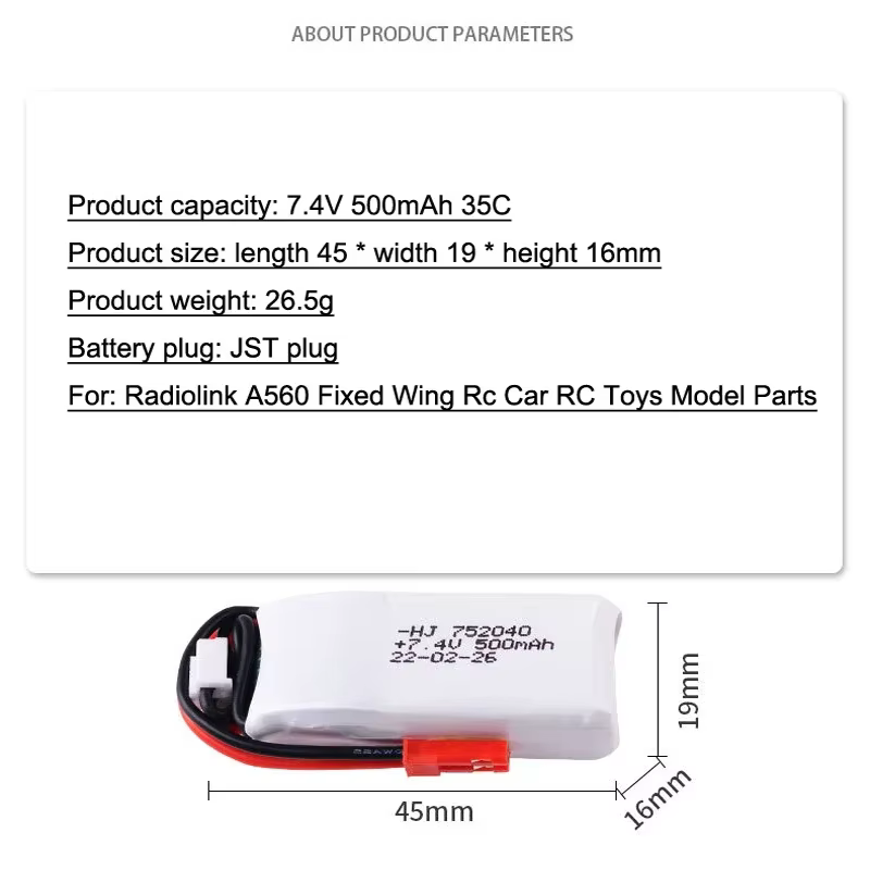Batería LiPo recargable Radiolink A560 para radiocontrol RC de ala fija - imagen 4
