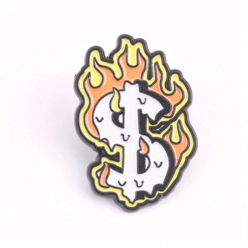 Inferno Fortune pin esmaltado táctico dólar llameante base blanca - imagen 3