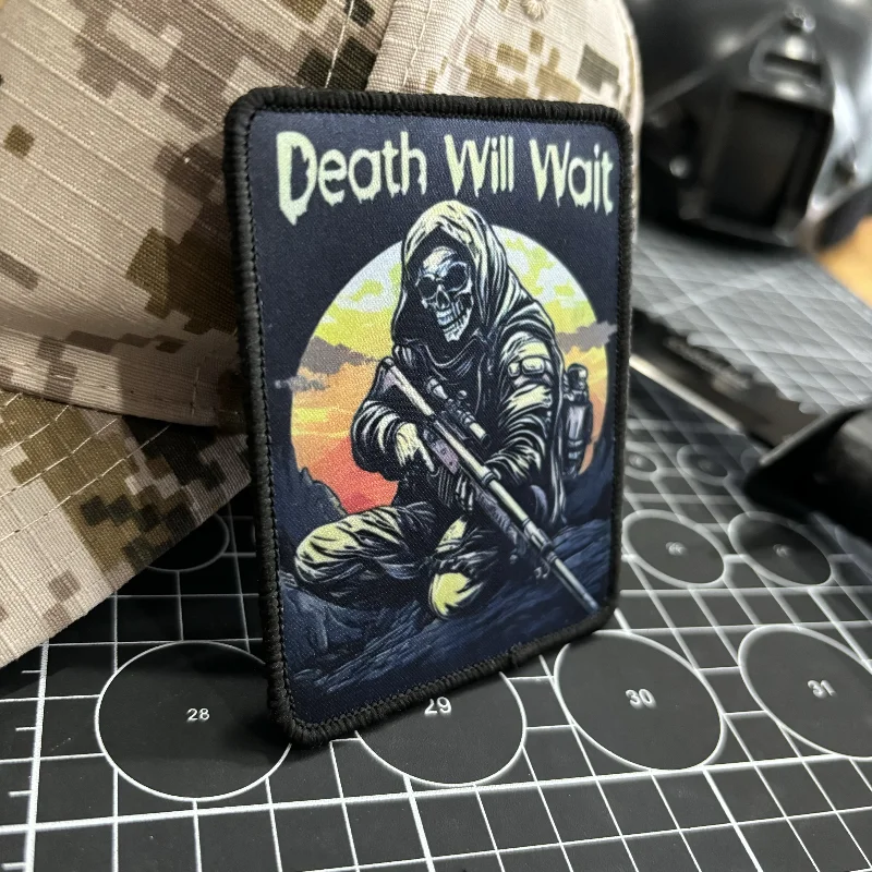 Parche táctico calavera Reaper - gancho y bucle para mochila - imagen 2
