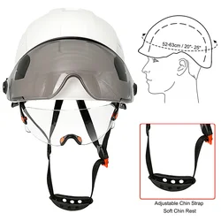 Casco de seguridad CE con visera, gafas integradas y orejeras