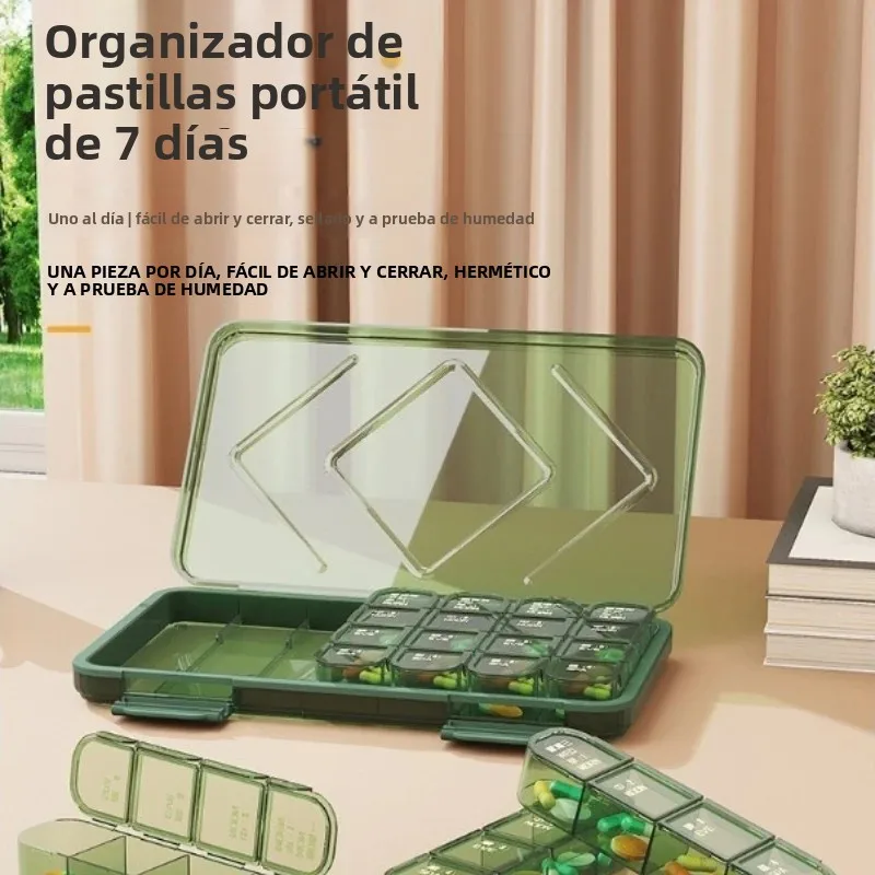 Pastillero portátil semanal organizador de medicamentos para dosis - imagen 3