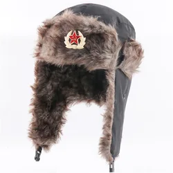 Gorro táctico soviético con emblema y protección auditiva