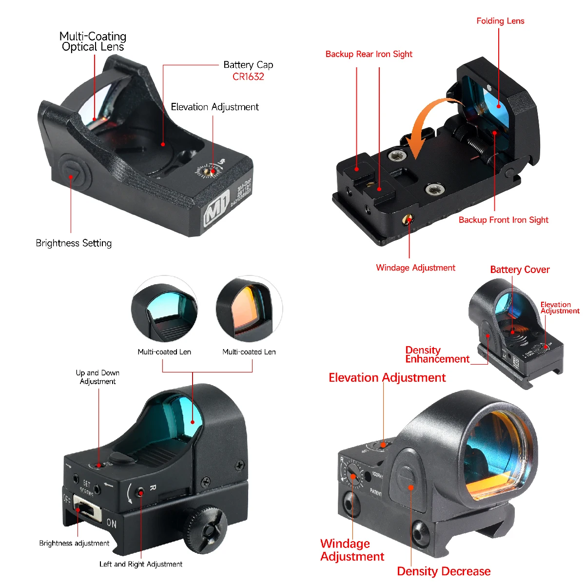 Mira telescópica táctica M1 SR retícula réflex ajustable Airsoft - imagen 5