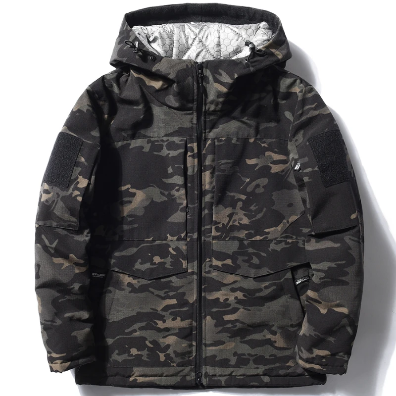 Chaqueta táctica térmica camuflaje acolchada con capucha