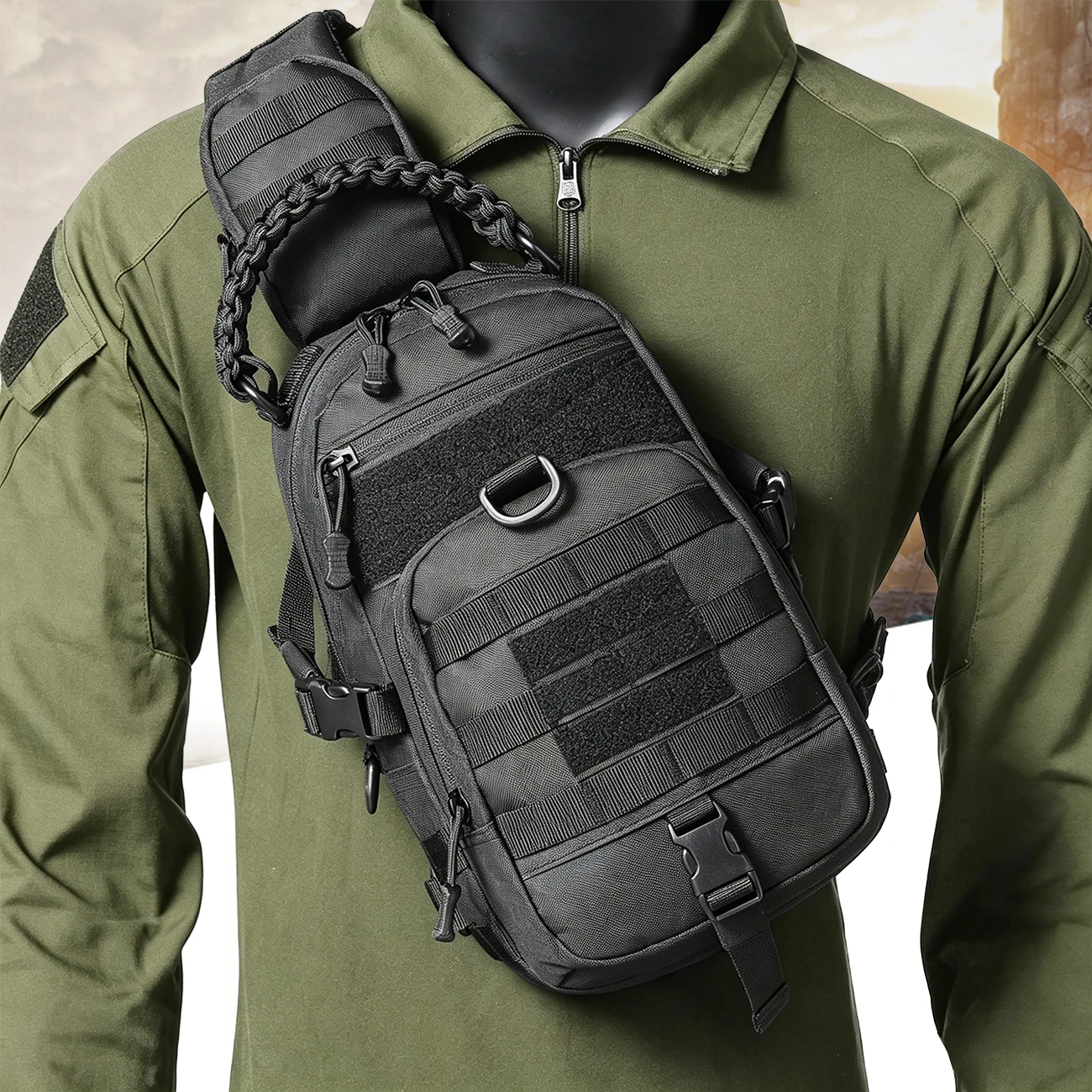 Riñonera táctica MOLLE Sling EDC para pecho y senderismo