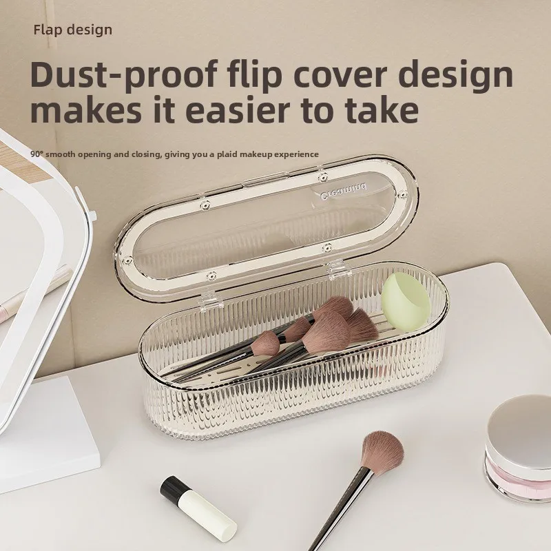 Estuche organizador de brochas maquillaje con tapa transparente - imagen 3