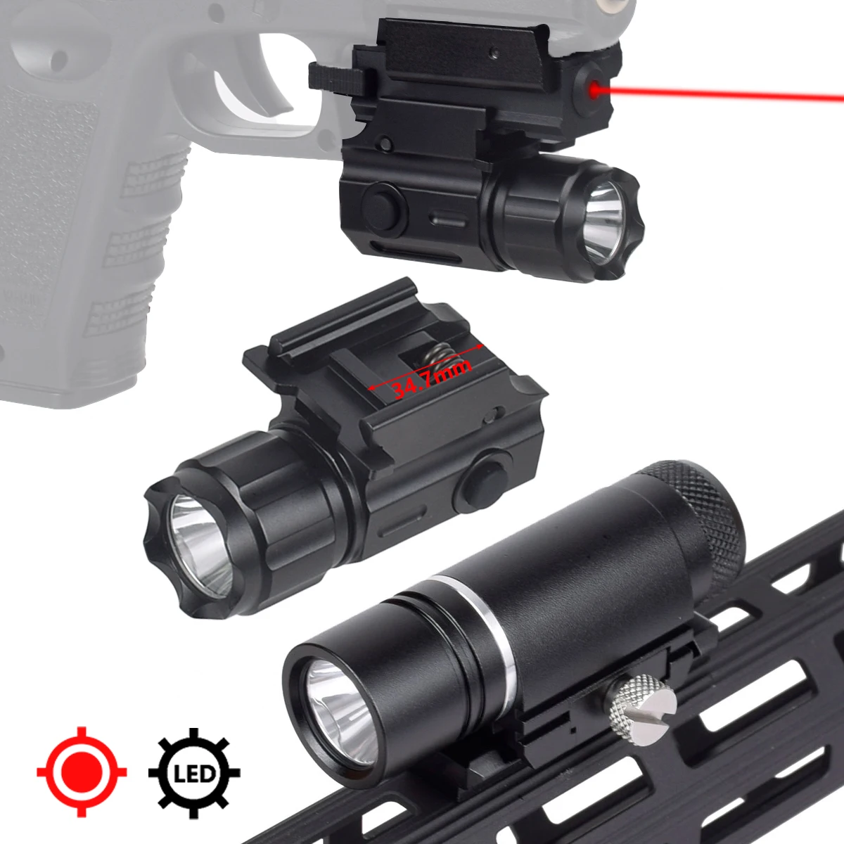 Linterna táctica pistola láser 320 lúmenes Picatinny 20mm - imagen 3